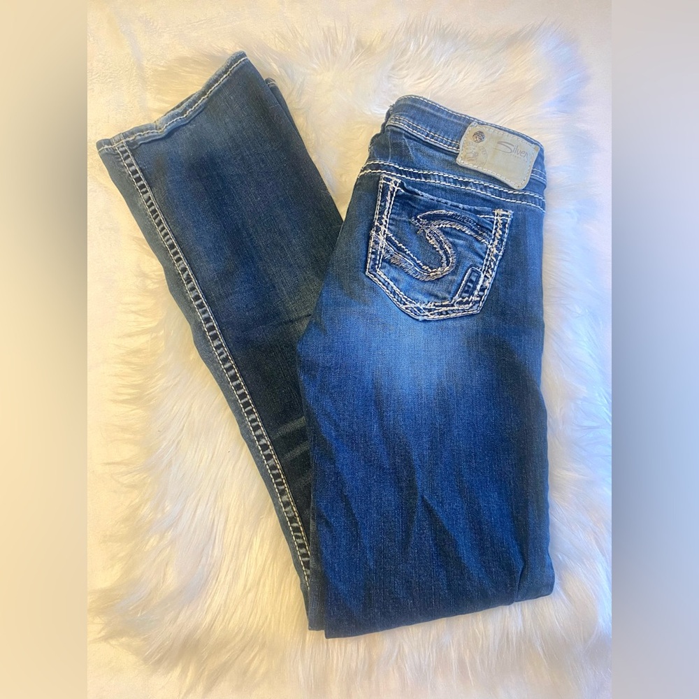 Silver Jeans Vintage Tuesday Style Low Rise Bootcut Contrast Flare Size W26/L33